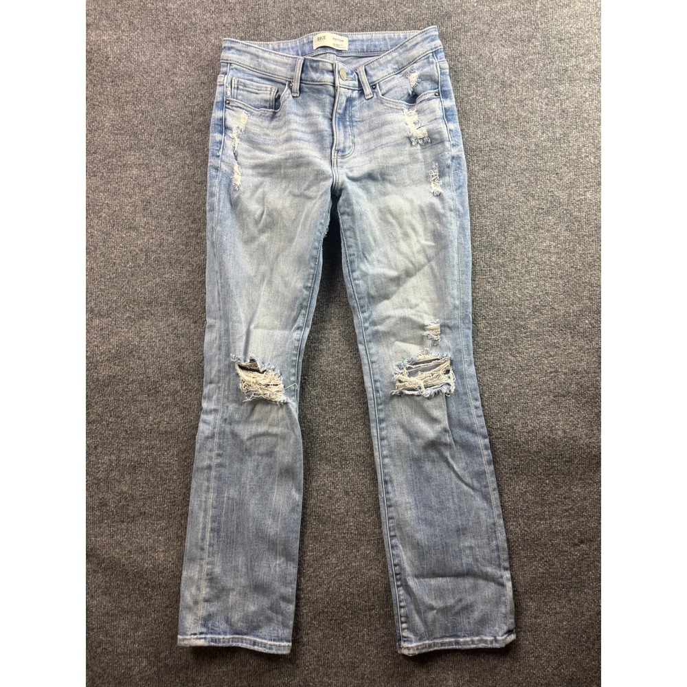 BKE Payton Bootcut Jeans Womens 27 Light Wash Distressed Mid Rise Denim